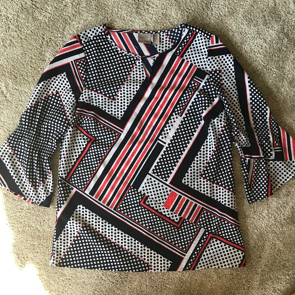🌻Bell Sleeve Key Hole Abstract Top-Like New!
